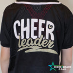 Black Cheerleader Glitter Baseball Jersey