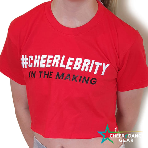 Red #Cheerlebrity Cropped T-shirt