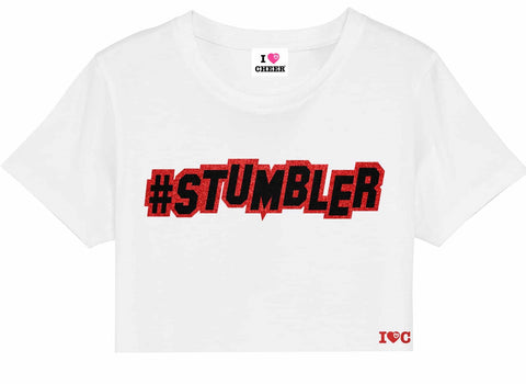 White #Stumbler Cropped T-Shirt